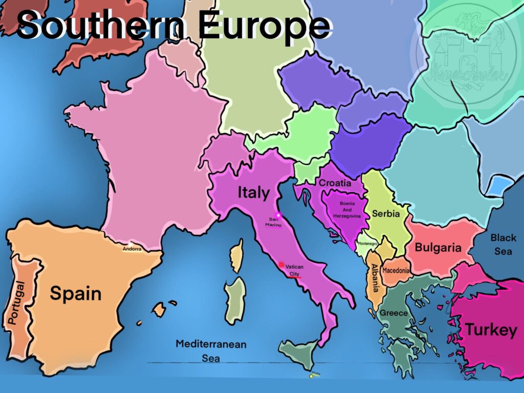 Southern Europe Map Once Upon A Homeschooler Seuopemap 1024x768