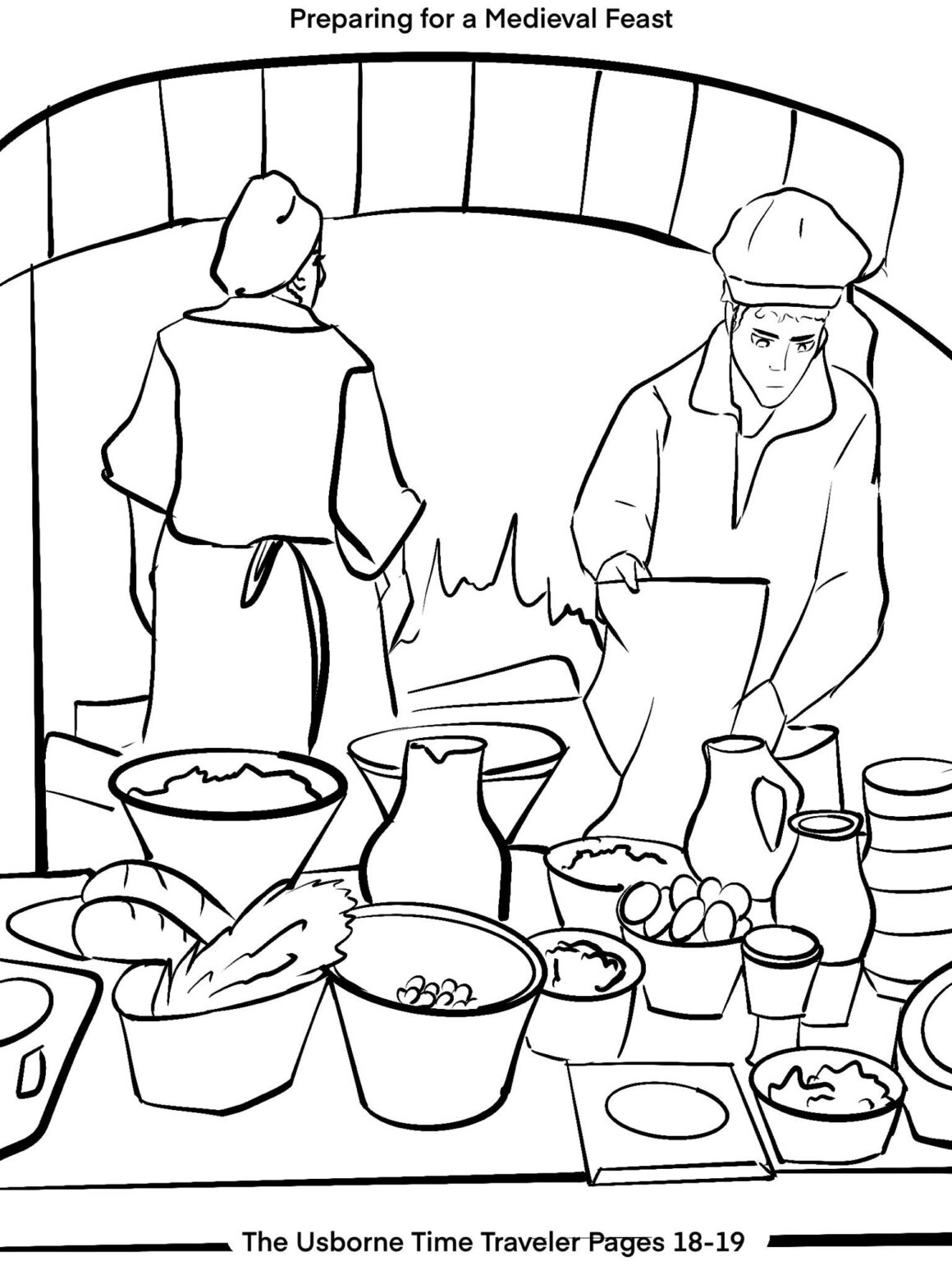 The Usborne Time Traveler Pages 18-19 Coloring Page - Once Upon a ...