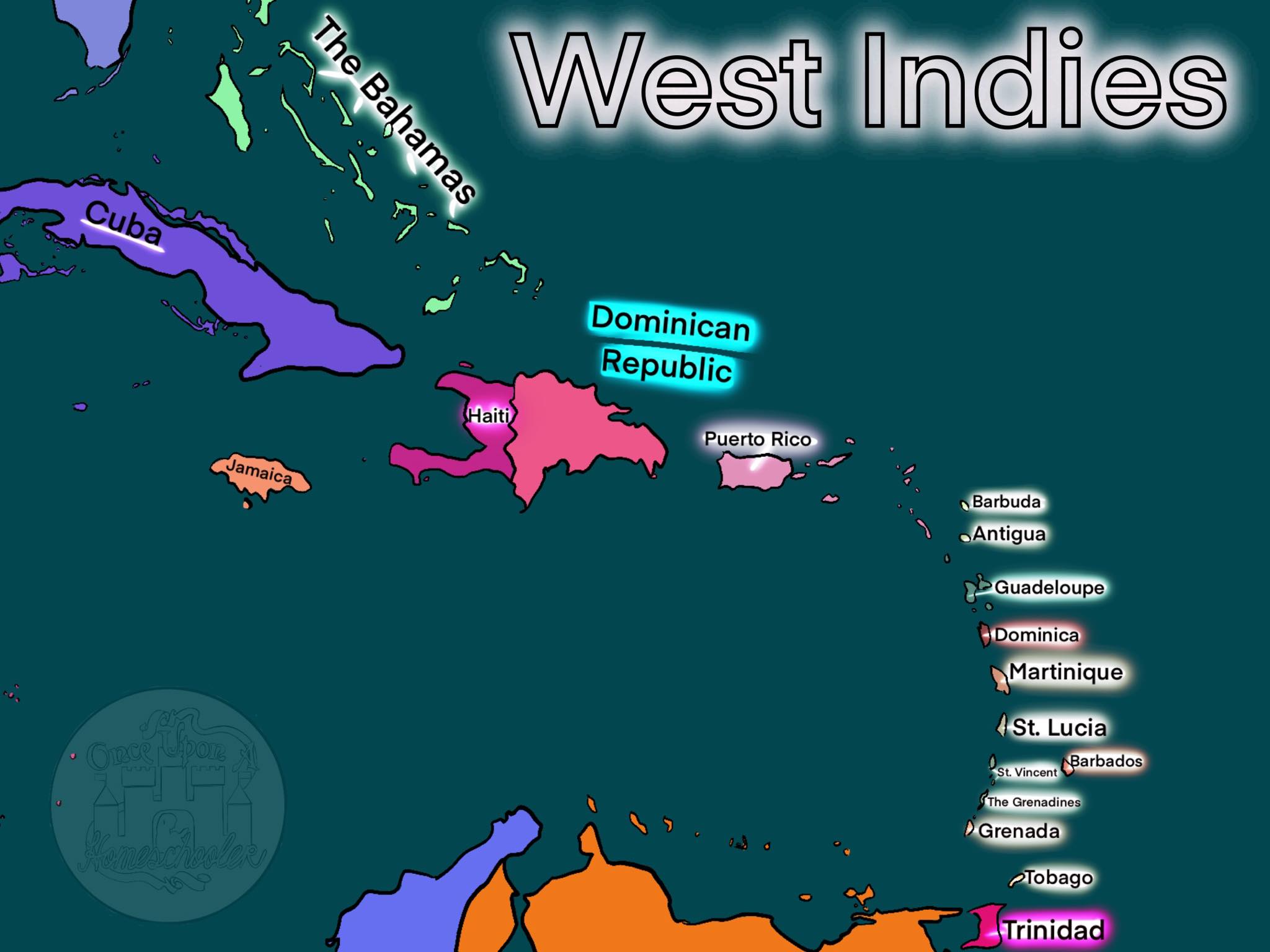 West Indies Map Once Upon a Homeschooler